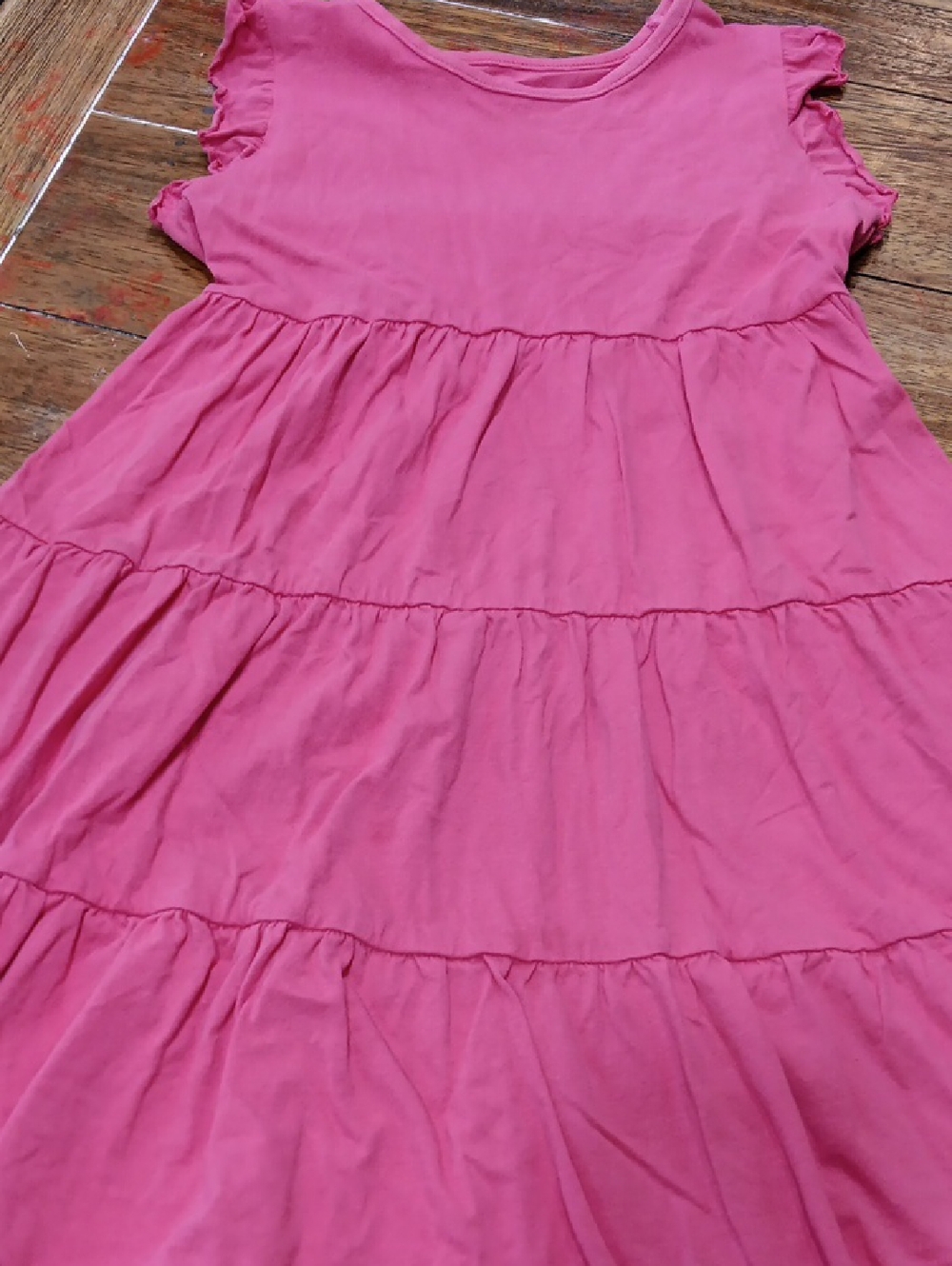 Girls' Pink Tiered Cotton Dress